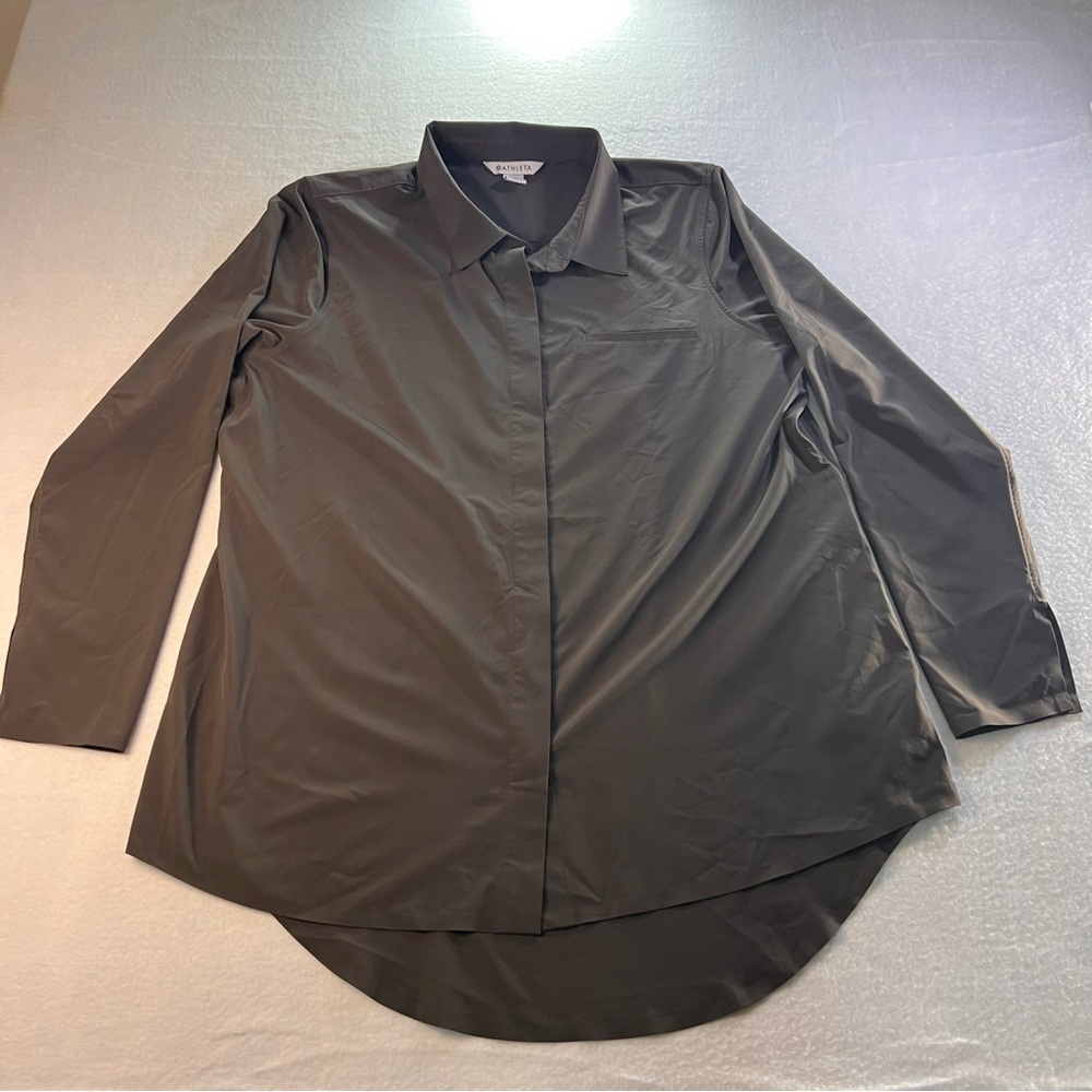 Athleta Dark gray Long button down Sleeve Shirt